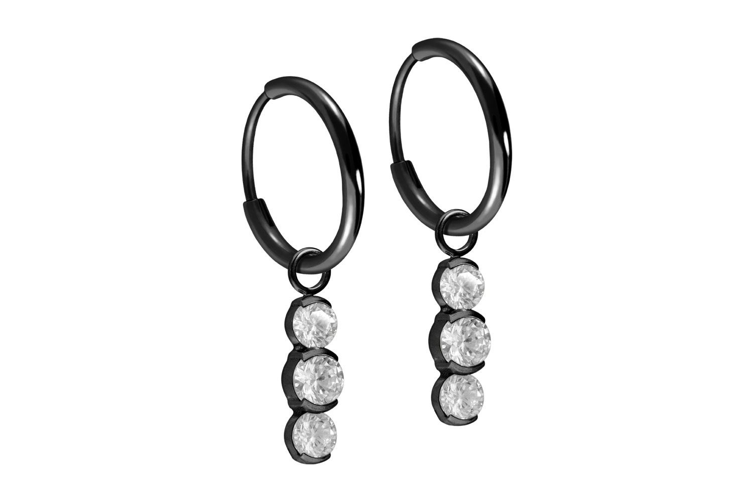 Titan Ohrclicker Creolen 3 EINGEFASSTE KRISTALLE von Piercingline